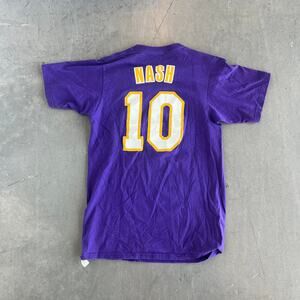 Vintage Y2K NBA Adidas Nash Lakers 10 Jersey Purple Yellow Graphic Tee Small